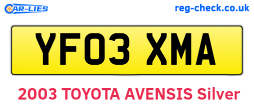 YF03XMA are the vehicle registration plates.