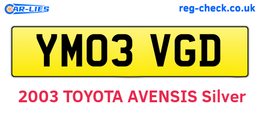 YM03VGD are the vehicle registration plates.