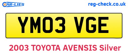 YM03VGE are the vehicle registration plates.