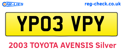 YP03VPY are the vehicle registration plates.