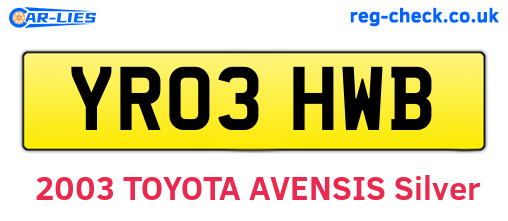 YR03HWB are the vehicle registration plates.