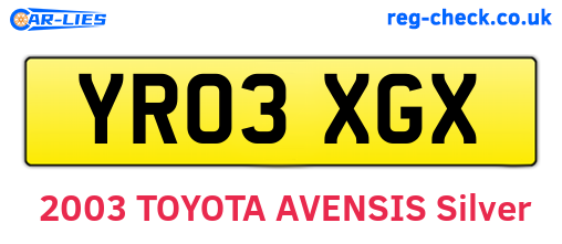 YR03XGX are the vehicle registration plates.