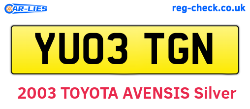 YU03TGN are the vehicle registration plates.