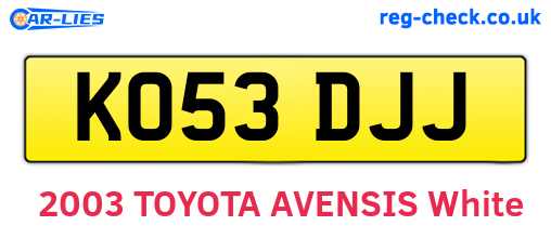 KO53DJJ are the vehicle registration plates.