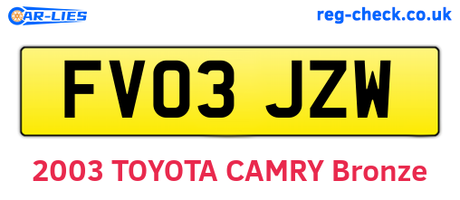 FV03JZW are the vehicle registration plates.