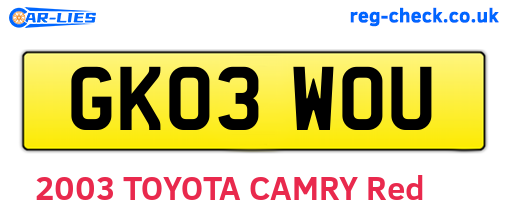 GK03WOU are the vehicle registration plates.