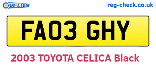 FA03GHY are the vehicle registration plates.