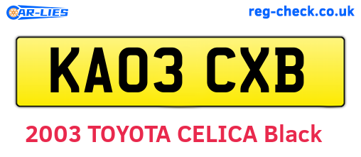 KA03CXB are the vehicle registration plates.