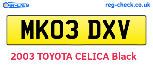 MK03DXV are the vehicle registration plates.