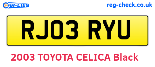RJ03RYU are the vehicle registration plates.