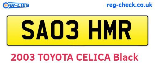 SA03HMR are the vehicle registration plates.
