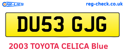 DU53GJG are the vehicle registration plates.
