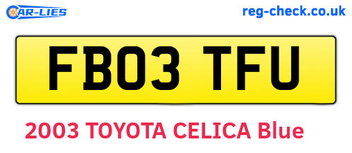 FB03TFU are the vehicle registration plates.