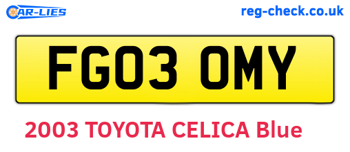FG03OMY are the vehicle registration plates.