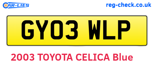GY03WLP are the vehicle registration plates.