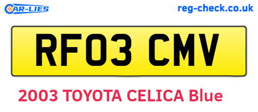 RF03CMV are the vehicle registration plates.