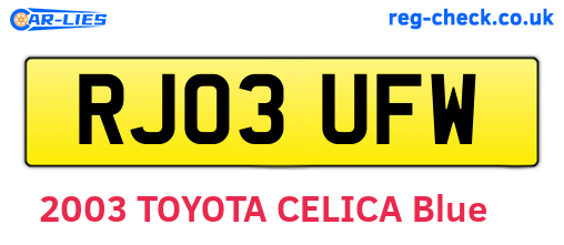 RJ03UFW are the vehicle registration plates.