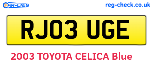 RJ03UGE are the vehicle registration plates.