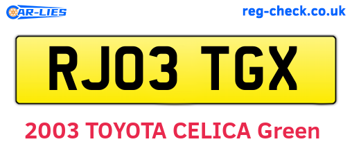 RJ03TGX are the vehicle registration plates.