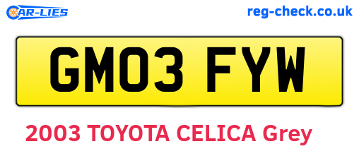 GM03FYW are the vehicle registration plates.