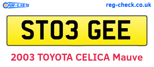 ST03GEE are the vehicle registration plates.