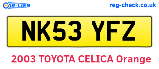 NK53YFZ are the vehicle registration plates.