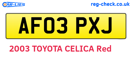 AF03PXJ are the vehicle registration plates.