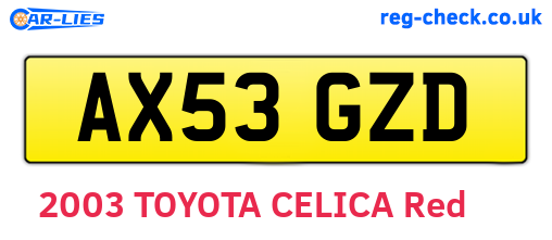 AX53GZD are the vehicle registration plates.