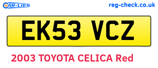EK53VCZ are the vehicle registration plates.