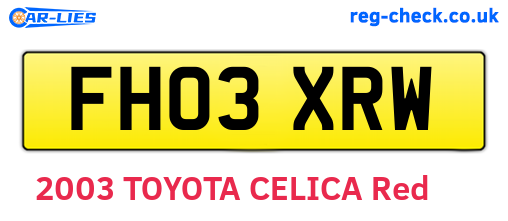 FH03XRW are the vehicle registration plates.