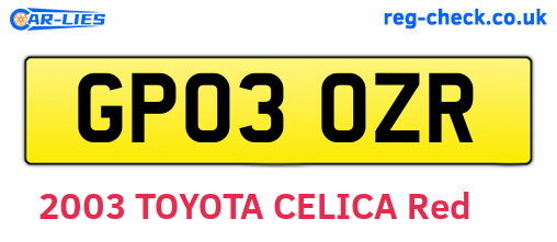 GP03OZR are the vehicle registration plates.