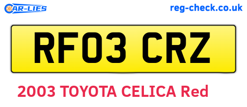 RF03CRZ are the vehicle registration plates.