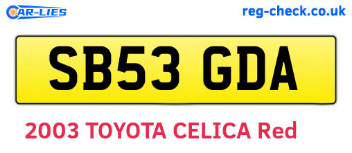 SB53GDA are the vehicle registration plates.