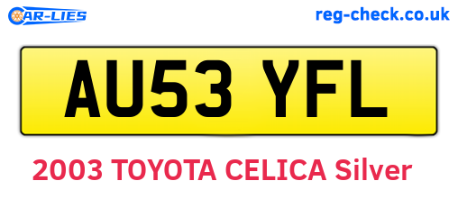 AU53YFL are the vehicle registration plates.