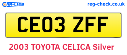 CE03ZFF are the vehicle registration plates.