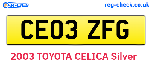 CE03ZFG are the vehicle registration plates.