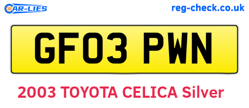 GF03PWN are the vehicle registration plates.