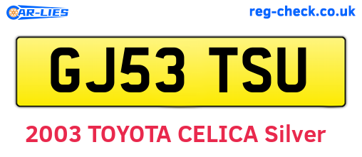 GJ53TSU are the vehicle registration plates.