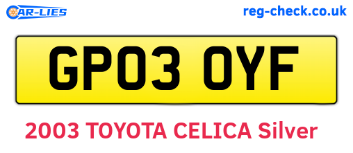 GP03OYF are the vehicle registration plates.