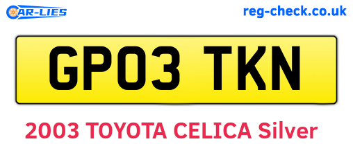 GP03TKN are the vehicle registration plates.