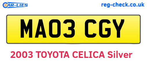 MA03CGY are the vehicle registration plates.