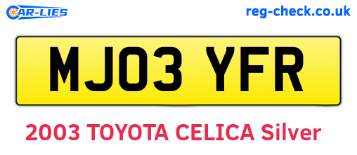MJ03YFR are the vehicle registration plates.