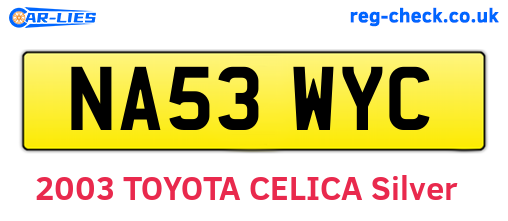 NA53WYC are the vehicle registration plates.