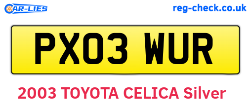 PX03WUR are the vehicle registration plates.