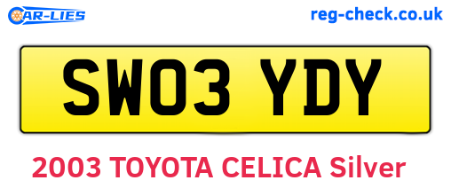 SW03YDY are the vehicle registration plates.