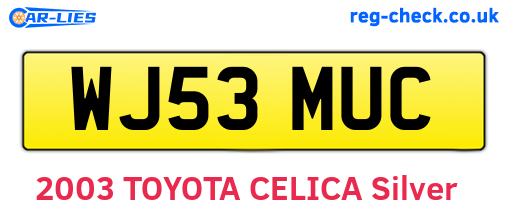 WJ53MUC are the vehicle registration plates.