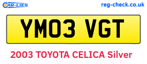 YM03VGT are the vehicle registration plates.