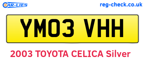 YM03VHH are the vehicle registration plates.