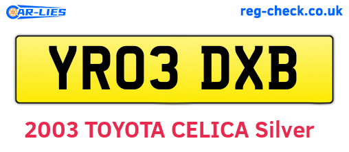 YR03DXB are the vehicle registration plates.