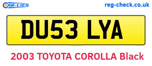 DU53LYA are the vehicle registration plates.